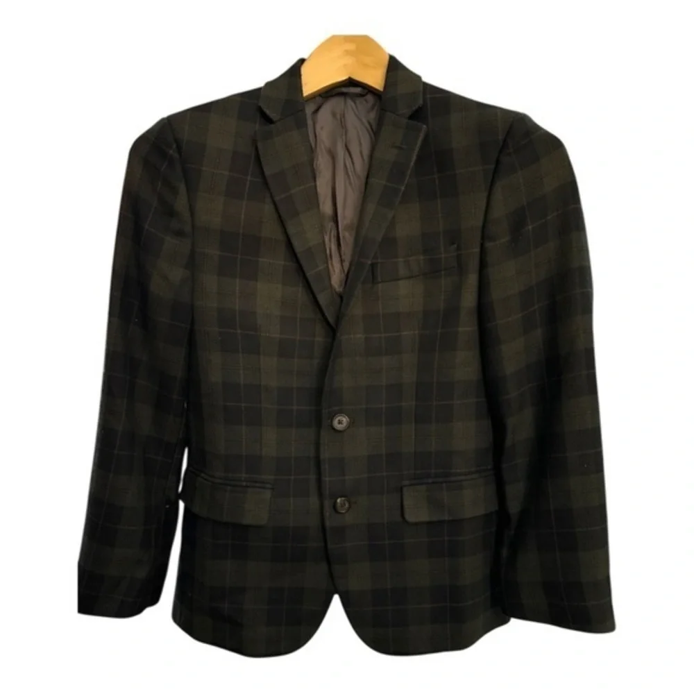 Lauren Ralph Lauren Green Plaid Tailored Blazer Mens XS Boys 14R Preppy Academia